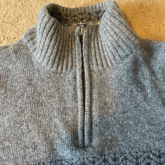 Daniele Blasi Mens L 1/4 Zip Sweater Gray Wool Blend Pullover - Picture 6 of 10